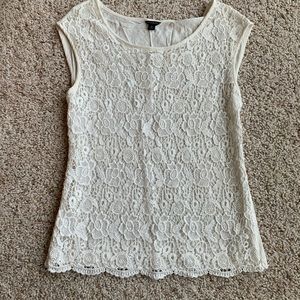 Women’s Ivory Lace Cap-Sleeve Blouse